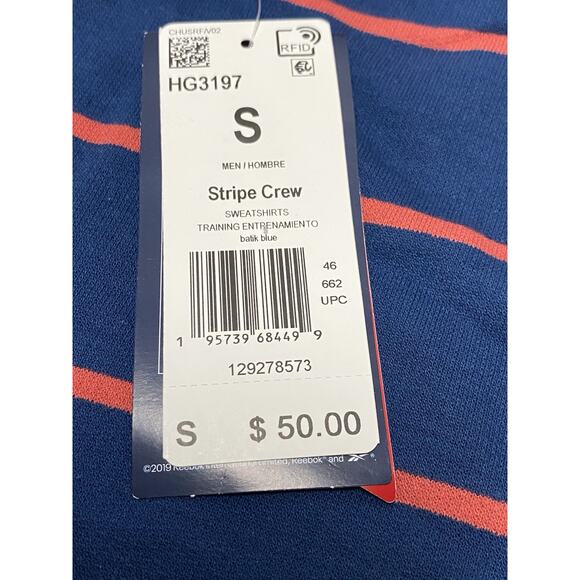 Reebok Sweatshirt Men's Navy/Orange Size Small Pullover Long Sleeve Crew Neck - Picture 3 of 8